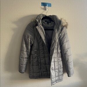 Weatherproof Gray women  Puffer Jacket with Fur Hood